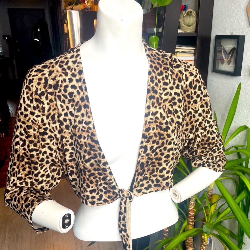 Leopard print tie front cover up